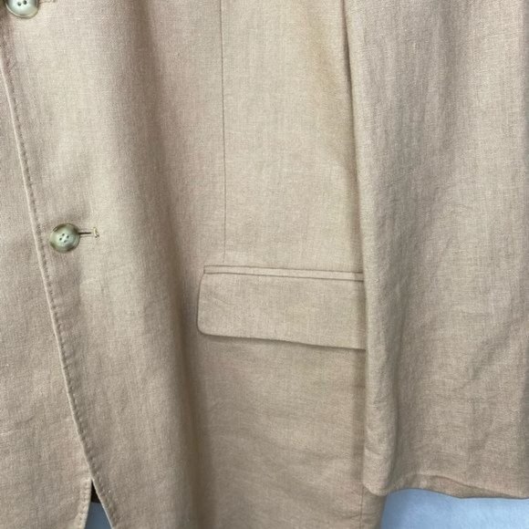 Perry Ellis mens blazer Tan Linen Cotton size 46 Regular 2-button - Picture 3 of 16